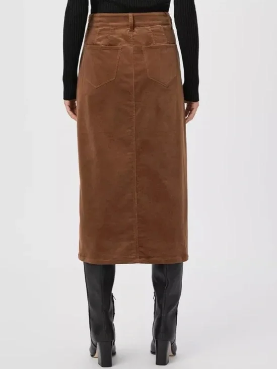 Paige $269 Meadow Brown Corduroy Midi Pencil Skirt | Size 4 NWOT - Picture 4 of 13